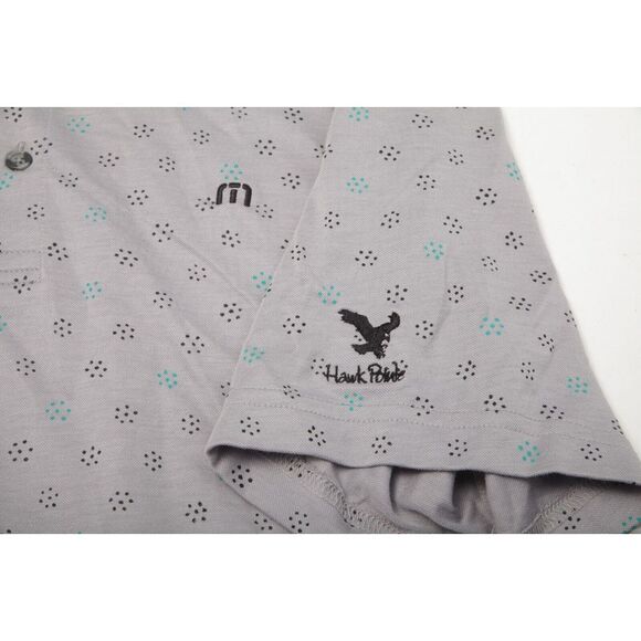 Travis Mathew Polo Shirt Mens Extra Large Gray Geometric Hawk Pointe Logo - Picture 4 of 10